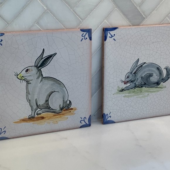 Other - Vintage Cottage Core -2 Hand painted Red Clay Tiles Made in Spain